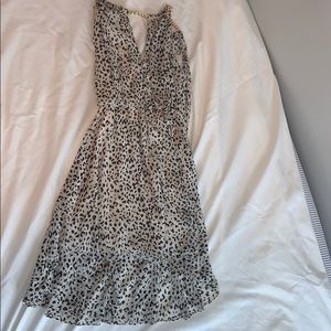 White leopard print dress